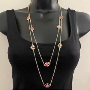 Vera Bradley Gold and Pink Long Necklace